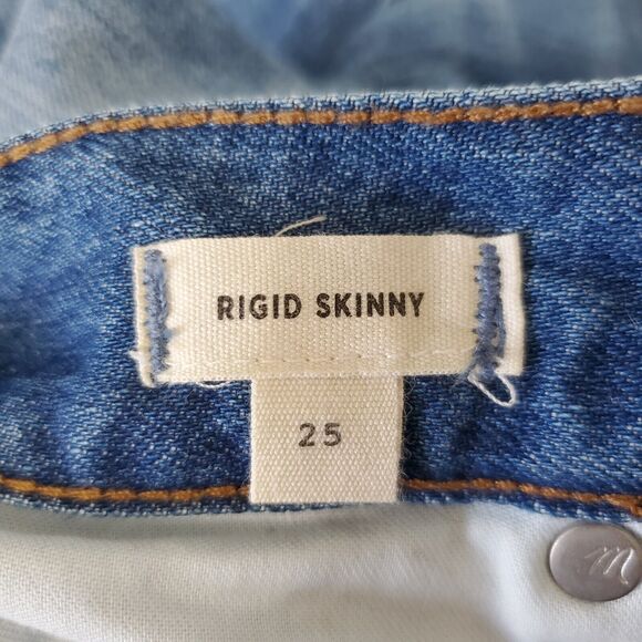 Madewell Jeans Womens Size 25 Rigid High Rise Skinny Medium Wash Distressed 2018 - Picture 11 of 14